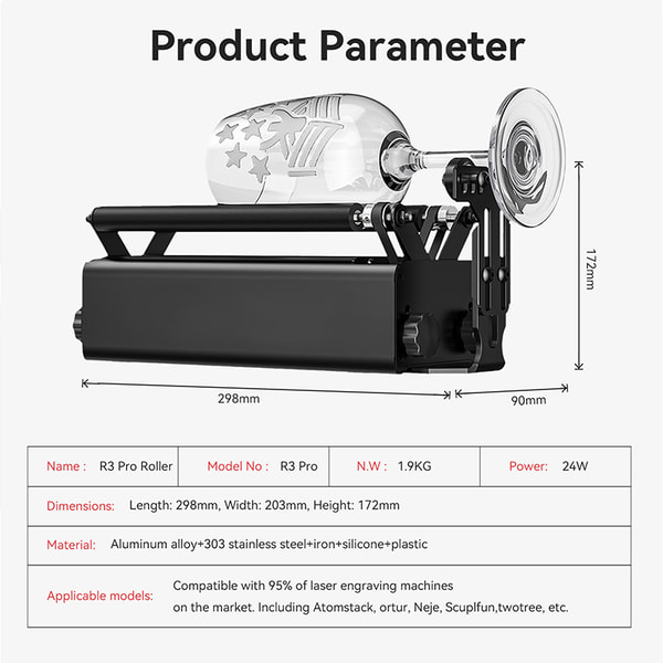 Swiitol R3 PRO 360° Rotary Engraving Roller Set - Installation Free