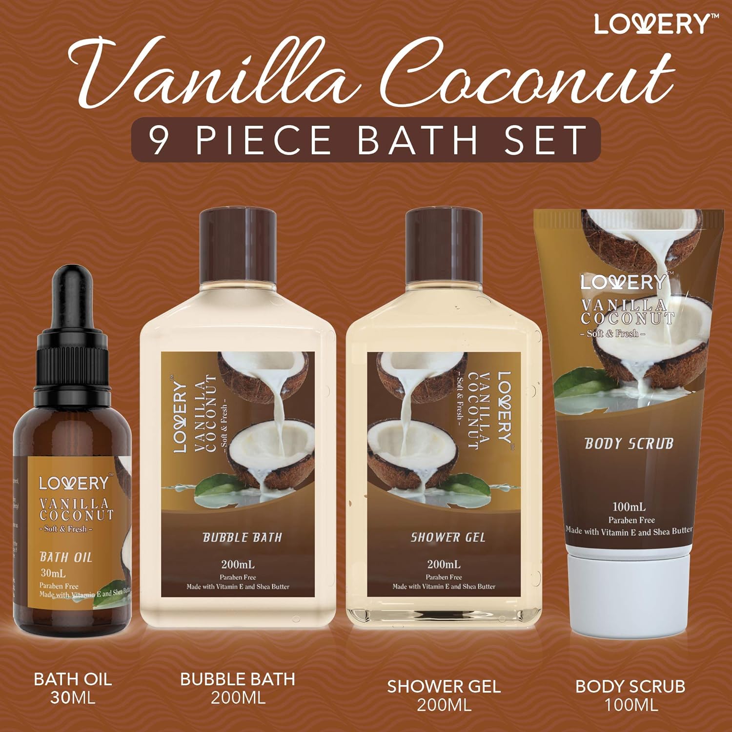 Bath and Body Gift Basket For Women and Men – 9 Piece Set of Vanilla Coconut Home Spa Set, Includes Fragrant Lotions, Extra Large Bath Bombs, Coconut Oil, Luxurious Bath Towel & More～～～$0.50～～～mysite～shopiaas～啦啦啦