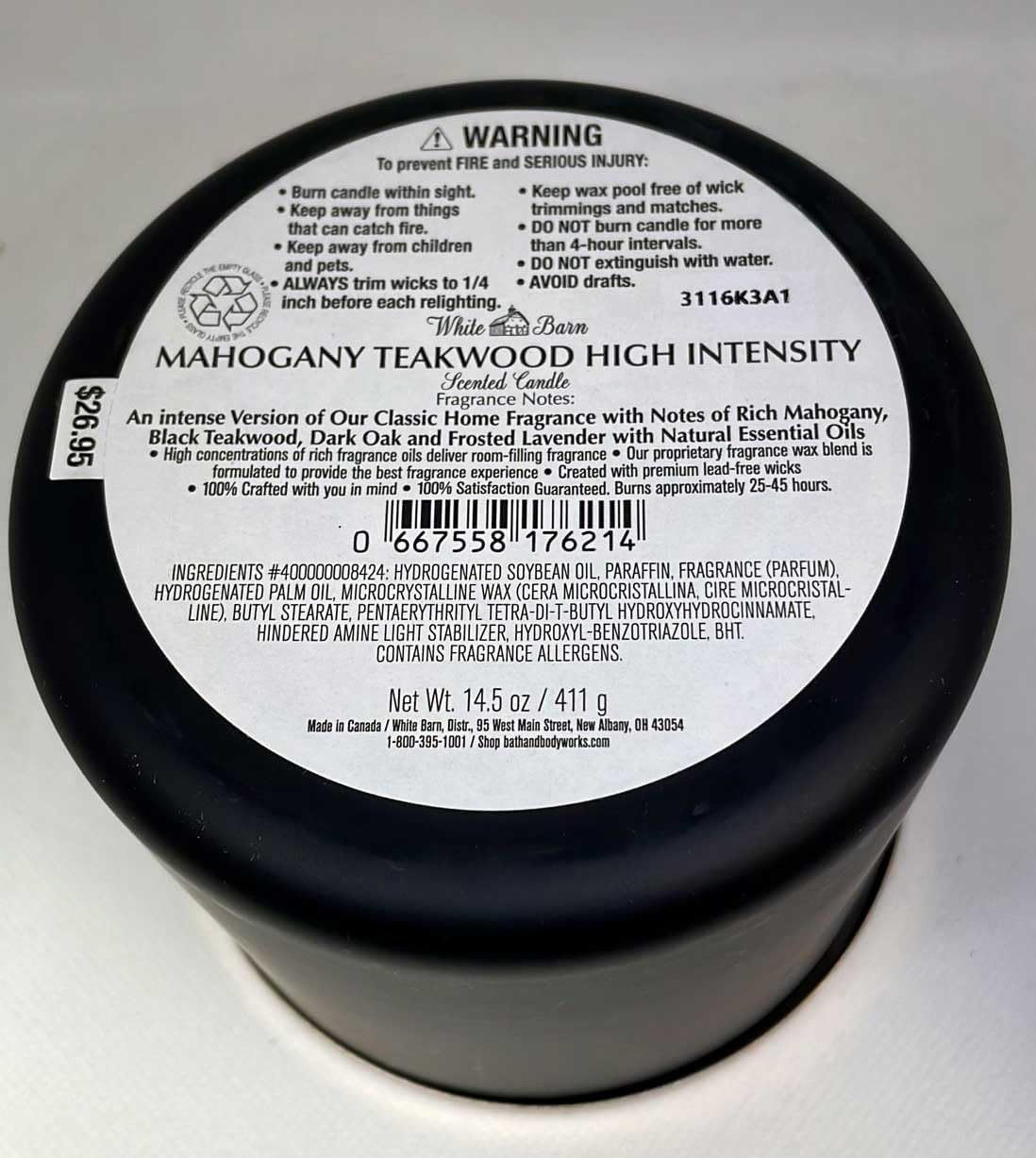 Bath & Body Works White Barn 3-Wick Candle in Mahogany Teakwood High Intensity, Scented～～～$0.50～～～mysite～shopiaas～啦啦啦