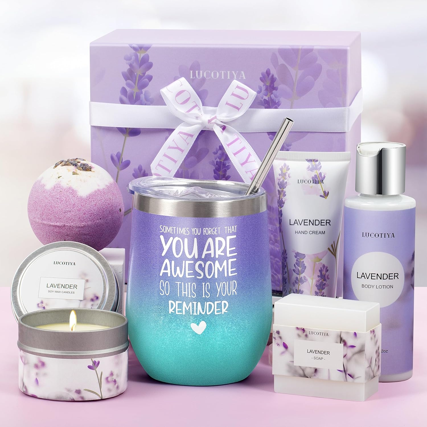 Birthday Gifts for xiong and Body Works Gifts Set Spa Gifts Baskets Bubble Bath Lavender Gifts for Mom,Her,Sister,Wife,Auntie Wine Tumbler Purple Womens Gifts～～～$300.00～～～mysite～shopiaas～啦啦啦