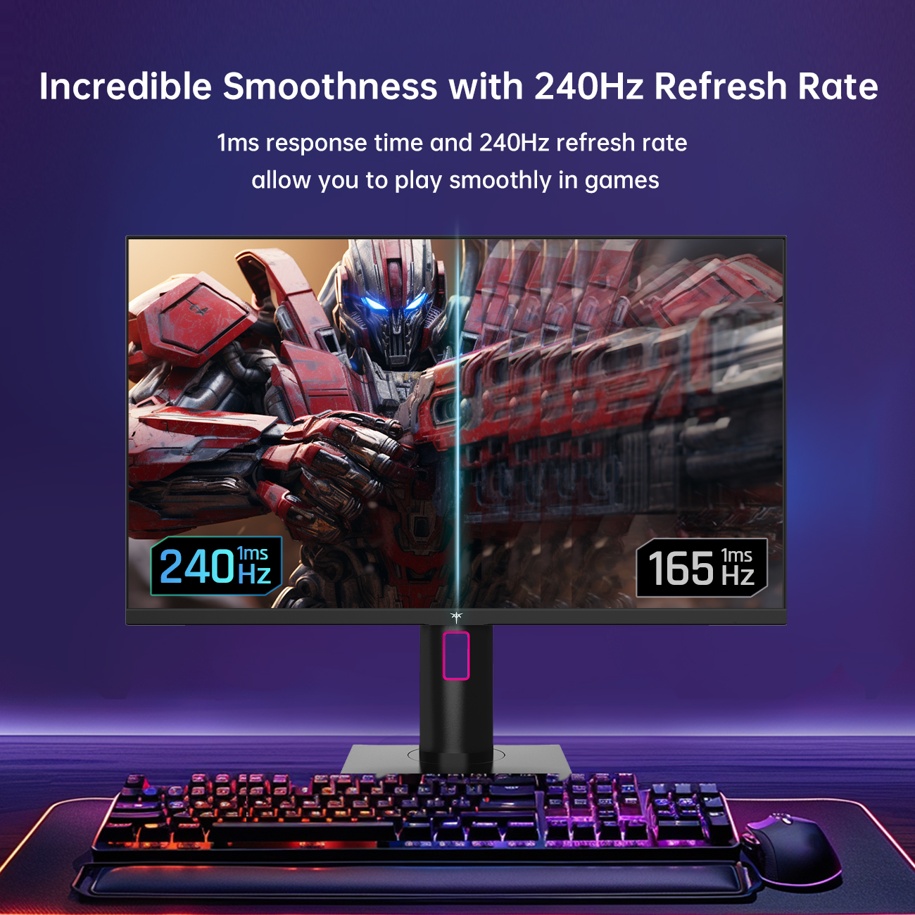 27 Inch 240Hz Gaming Monitor, FHD 1920x1080 IPS Monitor, GSync/FreeSync Compatible, HDR10